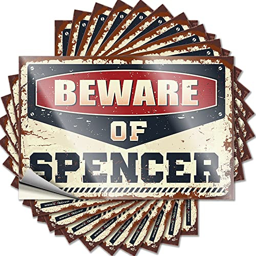 COTECI Lustige Auto-Aufkleber Beware Of Spencer, lustiger Aufkleber, 10 Stück, Renn-Aufkleber, Renn-Aufkleber (Größe: 6 x 9 cm)