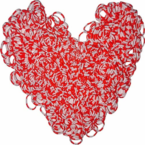 Yowamho 900 White & Red Rubber Band with 24 S-clips and 1 Small Crochet, Elastic, Not Easy to Break.