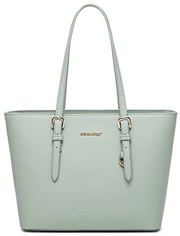 David Jones - Borsa Tote Shopper Capacità Media Donna - Borsa a Spalla Lavoro Manico Lungo PU Pelle - Borse a Mano A4 - Shopping Bag Sacchetto Ufficio Scuola Viaggio Città Quotidiana - Verde