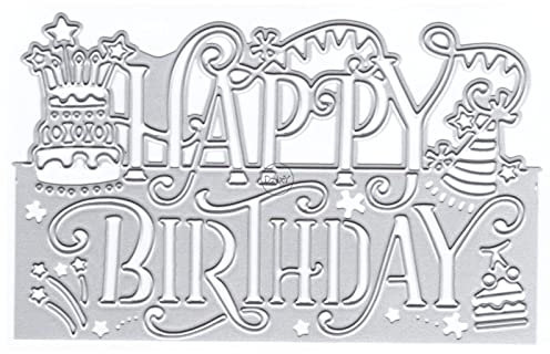 DzIxY Happy Birthday Hintergrund Metall Stanzformen für Kartenherstellung Kit Prägepapier Stanzformen Sets Scrapbooking Maschine Schablonen Aufbewahrungstaschen Zubehör