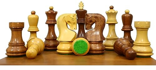 9,4 cm Russisches Zagreb Schachfiguren Set Nur | Luxus Jugoslawien Schachspiel in Akazie | Bestes Geschenk für Sie oder Ihn | Schach Moskau