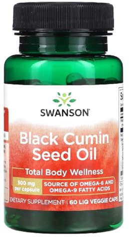 Swanson - Black Cumin Seed Oil 500mg | Reich an Omega-6 & Omega-9, Fördert das allgemeine Wohlbefinden - 60 Kapseln