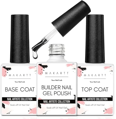 Makartt Capa Superior y de Base de Esmalte de Uñas y Conjunto de Gel de Uñas de Construcción 7 en 1 Conjunto para Manicura de Diseño de Uñas