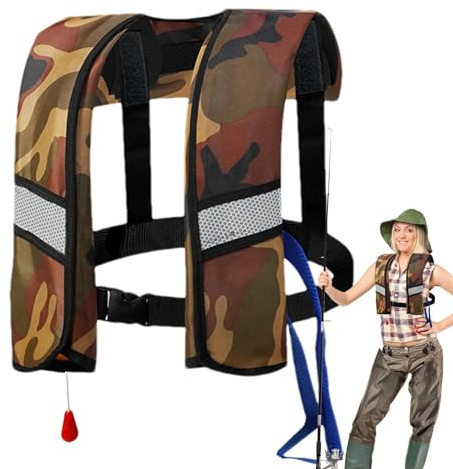 Gilet de sauvetage pour adultes – Gilet de natation gonflable pour le bateau, les amateurs de sports nautiques, aide à la flottabilité de nuit pour bateau de croisière, travail maritime