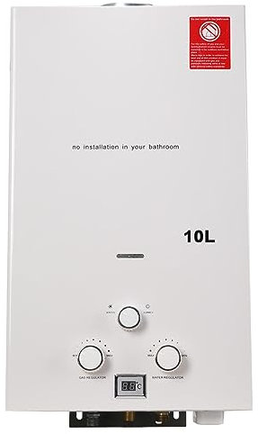 Chauffe-eau au gaz GPL sans réservoir, 10 l/min, affichage numérique, instantané et portable, chauffe-eau mural au propane pour la maison et le camping