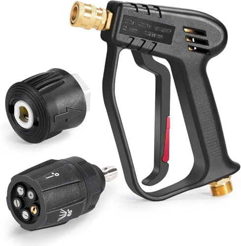 YUET High Pressure Washer Gun Handle with Multi Angle (All in One) Water Nozzle,Cleaner for Car Cleaning Kit(M22 14MM Fitting Hose Connector & 1/4 Karcher Kärcher Quick Connector) Power Wand 4350 PSI
