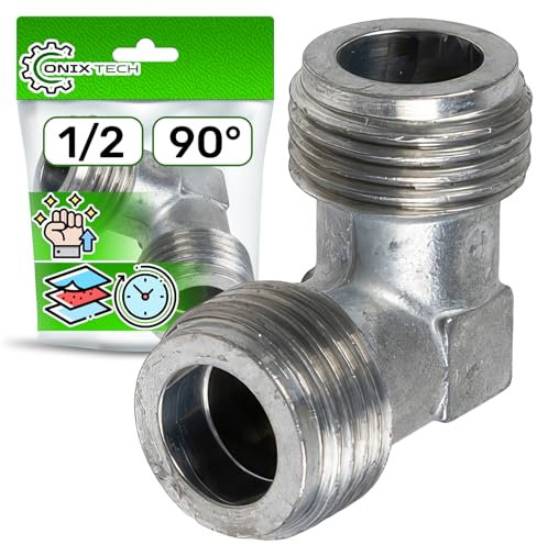 Angolare Raccordo 1/2“ 90° per Attacco Gas Maschio/Maschio con Guarnizione di Arresto - MADE IN ITALY - Garanzia di 5 Anni - ONIX TECH