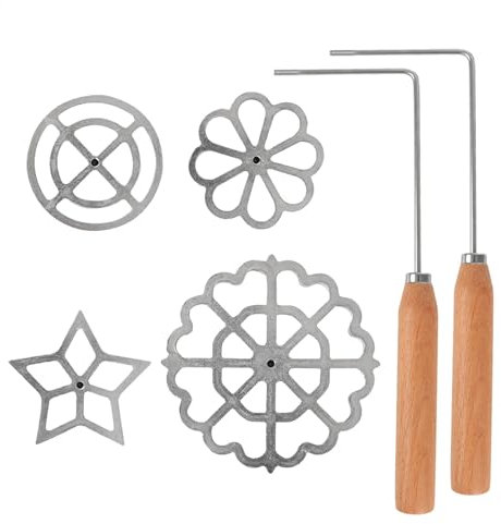 Rosette Iron Set - Funnel Cake Maker Kit - Cookies Mold for Baking Cooking - Waffle Mold Set - Cooking Stamp Maker Kit - Cookie Pastry Stamp Maker Set - Waffle Maker Baking Kit - Kitchen Baking