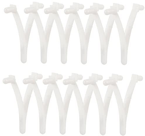 Happyyami 12St Werkzeuge zur Poolreinigung Schwimmbad Poolzubehör Liner Pole Korb Pools Skimmer-Stangenclips für Schwimmbäder Pool-Skimmer-Netzaufsatz für Stange Poolnetz V-Clip Plastik Weiß