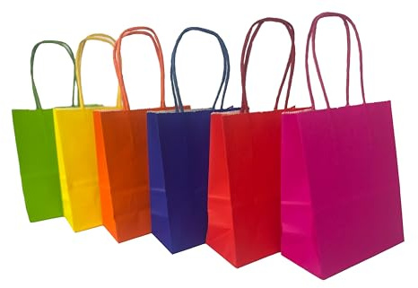 24 Sacchetti Regalo, Busta in Carta Kraft Colorate con Manici Colorati,Dimensioni 35x13x50cm, Buste da Regalo, Sacchetti regalo, Compleanno, set Buste regalo (Multicolore, 35x13x50 cm)