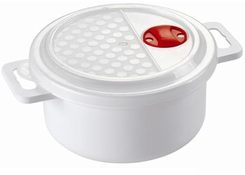 6er Pack - HEIDRUN Mikrowellen-Topf/Schüssel mit Deckel + Ventil - 1,0 Liter, Ø15 x 8cm