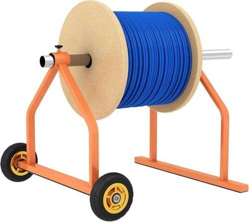 WYJREES Wire Spool Rack, Wheeled Wire Spool Holder, Light Weight Wire Dispenser Holds up to 28 Diameter Spools, Electrical Wire Spool Holder, Roll Rack Wire Dispenser for Cord Reels, Winders (No Rod)