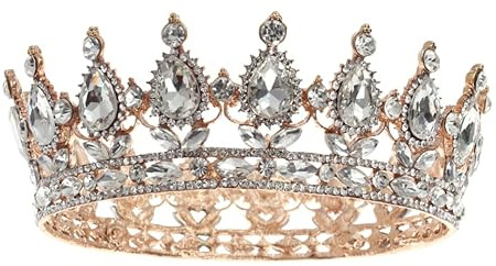 VANZACK Couronne de reine : couronne de mariée vintage avec strass en cristal élégant Tiare blanc pour mariage, costume, fête d'anniversaire et bal de fin d'année (blanc)