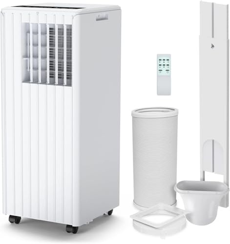 Aire Acondicionado Portátil 9000 BTU, 2,6 kw (con Mando a Distancia), 3 Modos, Refrigeración, Ventilador 2 Velocidades, Modo Deshumidificador, Bajo Consumo, Bajo Ruido, Temporizador, Cobertura 20M²