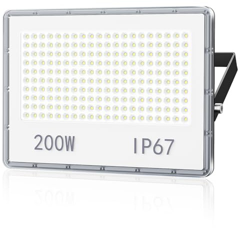 TOPAUBUB LED Strahler Außen 200W - 20000LM 6500K LED Fluter Außen Scheinwerfer Kaltweiß 1 Stücke IP67 Aussenstrahler Wasserdicht für Garten/Hof/Außenbereich