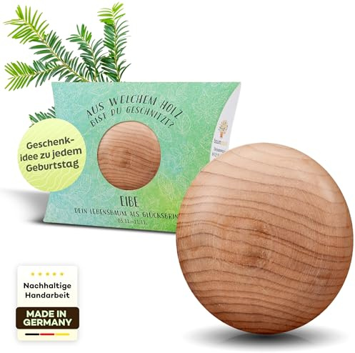 Baumstark Handschmeichler aus Eibenholz, in 22 Holzarten mit Baumhoroskop je Geburtstag erhältlich. Als Glücksbringer oder Geschenk für Familie & Freunde, Mutmacher bei Lebenskrisen oder Stress