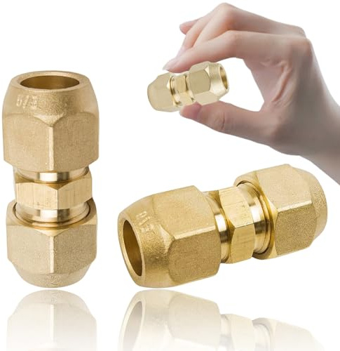 3/8 Klimaanlage Adapter Kupferrohr Verbinder,2 Stück Split Klimaanlage Kupferrohr,Doppelnippel für Kupferrohre,Klemmringverschraubung,RohrvErbinder für Klimaanlageninstallation Wartung & Kältesysteme