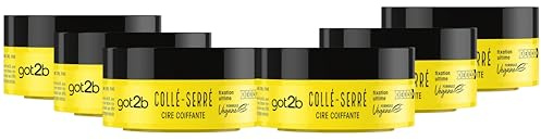 Schwarzkopf - Got2b - Cire Coiffante Fixante Cheveux - Fixation Ultime - Collé Serré - Sans Effet Carton - Utilisation sur Cheveux Secs - 6 Pots de 75 ml
