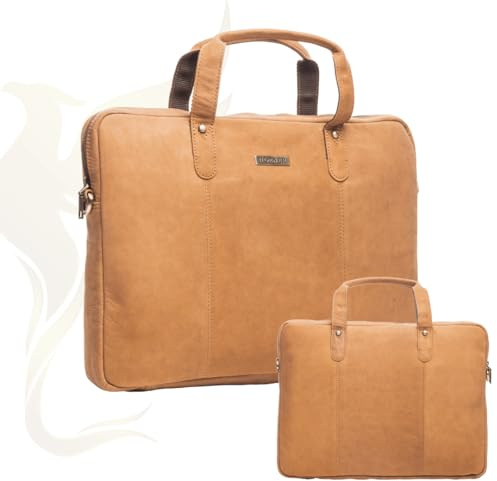 Hörner Umhängetasche Erfurt - Herren - Laptop Tasche 15 Zoll - Arbeitstasche Herren Aus Braunem Leder/Wildleder - Elegante Sleeve
