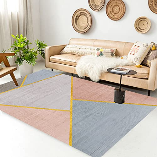 Yaaxinb Teppich Rosa Geometrie Flauschig Kurzflor,Mikrofaser Super Weich,Anti-Rutsch,Waschbar,Teppich Webteppich Für Wohnzimmer,Flur,Schlafzimmer Teppichläufer 120X160Cm
