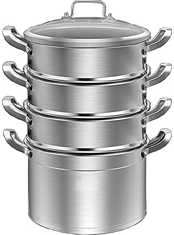 GLJTUO 26Cm Steamer Soup Pot Thickened Multi-Layer Pot With Steamer Induction Cooker Cooking All-In-One Pot,
