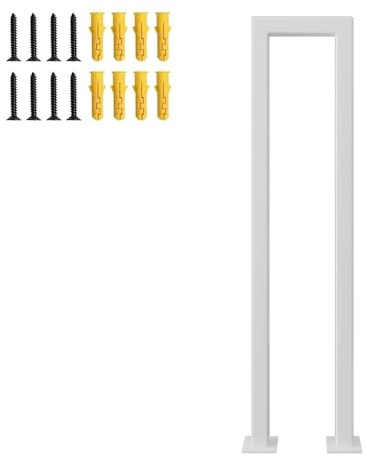 Renmlion Floor Mount Banister Handrail for Stairs Indoor and Outdoor Grab Rail，35-100cm Industrial Stair Railing Guardrail with Installation Kit，U-Shaped Safety Hand Rails，White(35cm/14in)