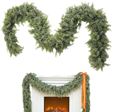 Cypress Vine Garland - Realistic Artificial Greenery Wreath Decorative TV Cabinet Decor | 106.3 Inch Outdoor Wall Display for Indoor Staircase, Handrail