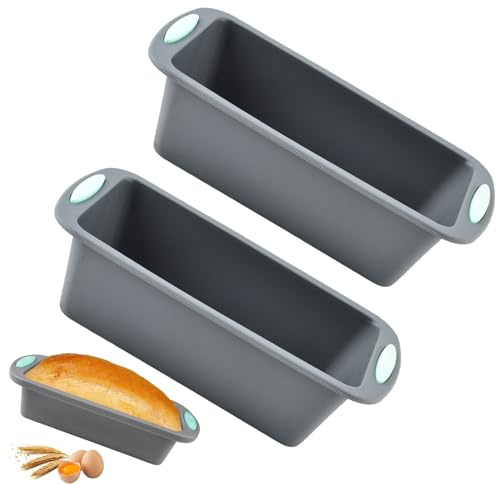 JcvPot Brotbackform Silikon, 2 Stück Kastenform 20 cm, Rechteckige Backform für Brot und Kuchen, Silikon Backform Brot für tägliches Backen, 19,5 x 10 x 5,5 cm