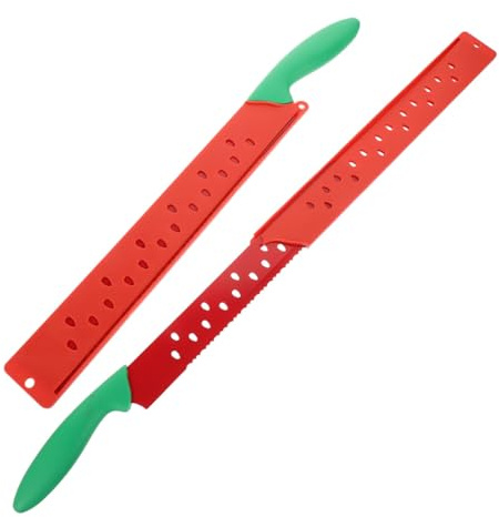Tofficu Cuchillo para Cortar Sandía y Pan 2 Piezas Acero Inoxidable Alargado Borde Dentado para Corte Preciso en Cocina y Hogar Herramientas de Fruta Versátiles
