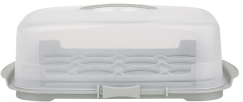 Darthome Large Cupcake Storage Caddy Carrier with Lid, Grey and Clear Plastic, 12 Cupcake Capacity, 44.5 x 31.5 x 15 cm, Dishwasher Safe
