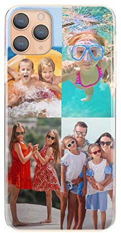 Personalised Phone Case For Apple IPhone 17, 16, 15, 14, Pro, Max, Mini, Plus 13, 12, 11, X, XS, XR, SE, 8, 7, 6, Custom Photo Hard Cover, Personalize with Four Image Collage Layout F, Four Equal