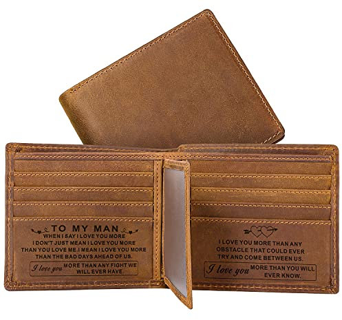 Herren-Geldbörse mit Gravur aus Leder, personalisierte Herren-Geschenke für Ehemann von der Ehefrau, individuelle Geldbörse für Vater, Vatertag, Geschenk zum Jahrestag, Weihnachten, One_Size, Retro