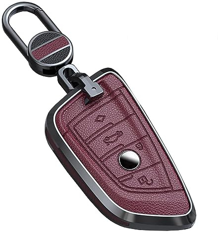 ontto Autoschlüssel Hülle Cover Passt für BMW X1 F48 X2 X3 X5 X7 F15 X6 F16 X5M G30 G11 2er 5er 7er 218i 530Li 750i Schlüsselanhänger Leder Schlüsselhülle Schlüsselbox Schlüsseletui 4 Taste-A Rot