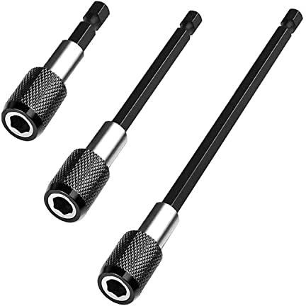Screwdriver Extension Bit Holder, 3 Pcs 1/4 Drill Bit Extender 60mm/100mm/150mm Magnetic Drill Bit Holders, Handheld Drill Bit Extension Bar Hex Shank Set DIY Tool for Screws and Nuts and Any Drill
