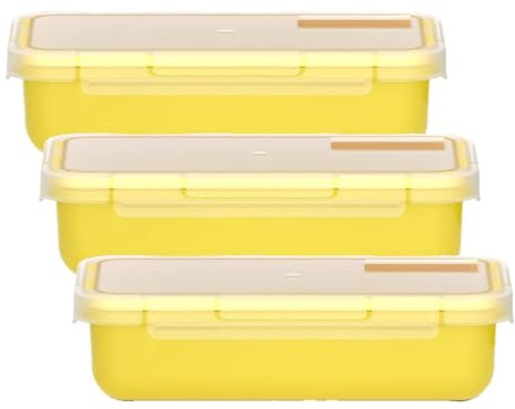 Valira Porta alimentos - Contenedor hermético de 0,5 L hecho en España, color amarillo (Paquete de 3)