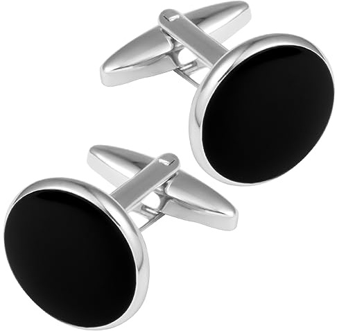 Dannyshi Cufflinks for Men Classic Wedding Business Shirt Cuff Links Set Gifts with Box (Black-01)