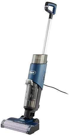 Shark HydroVac, Aspirapolvere e lavapavimenti con filo con spazzola antimicrobica, liquido multisuperficie neutralizzatore di odori e cavo da 7,6 m, autopulente, wet & dry, blu navy WD100EU