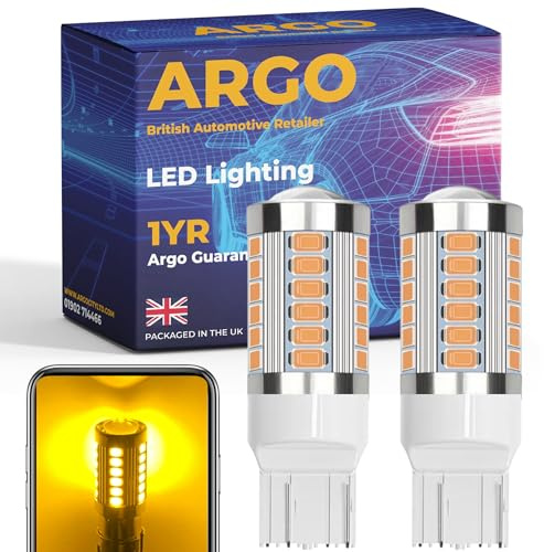 580 33 Led Xenon Amber W21/5w Bulb Smd 12v Front Rear Indicator Bulbs Turn Signal W21w Bulb 7443 Upgrade Super Bright Light Bulb T20 Bulb Led Car Bulbs