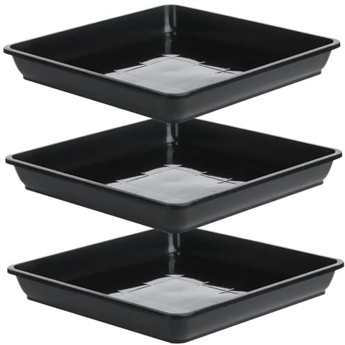 Blumentopf Untersetzer 3 StüCk Pflanzentablett Kunststoff Quadratisch Pflanzentablett Langlebig Wasserauffangschale FüR Pflanzen FüR Bonsai Blumen Sukkulenten Topf Gartenbedarf Groß
