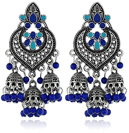 COSSIKA Mode Ohrringe Retro Indische Bollywood Ethnischen Stil Glocke Ohrring Jhumka Tropfen Ohrringe Tanz Party Schmuck Dekor für Mädchen