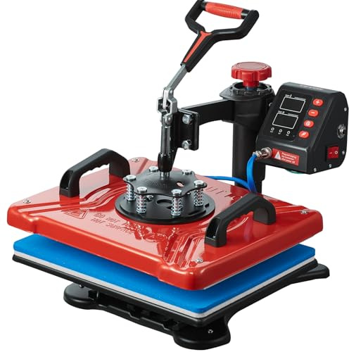 RICHRICH Heißpresse, 10 in 1, Transfer-Sublimationsmaschine, 30 x 38 cm, rote digitale Heißpresse, LCD, 1000 W, effiziente Übertragung für T-Shirt, Hut, Mütze, Tasse, Teller, Kugelschreiber