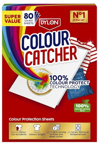 Colour Catcher Colour Protection Sheets, 1 pack x 80 sheets | For Mixed Washes, Anti-Colour Run, Anti Dye Transfer, Made of 100% Naturally-Derived & Biodegradable Fibres