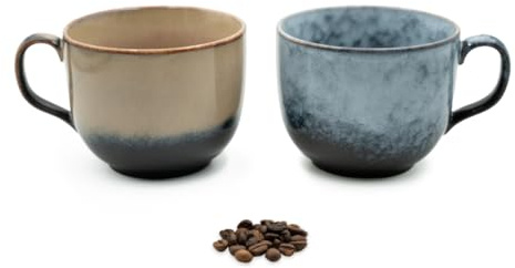 Pheniox | Teetassen Set Infinity XL | 2x 450ml | hochwertige Tassen aus Steingut | mit Henkel | spülmaschinenfest | Kaffee | Cappuccino | Tee | Matcha | Geschenk Mann Frau (450 ml, 2, stück)