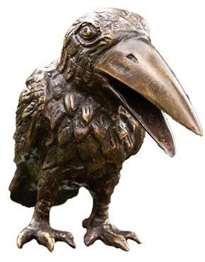 Generisch Bronze-Skulptur Rabe | frech schauend | stehend | 14x6x11cm | Tierfigur aus Bronze handgefertigt