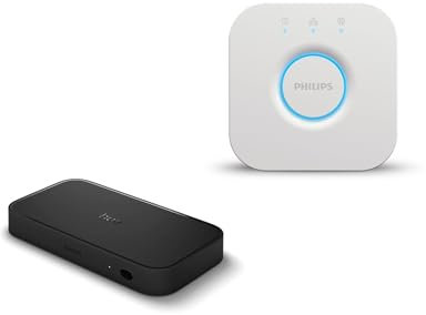Philips Hue Pack HDMI Sync Box 8K + Hue Bridge - Synchronise jusqu'à 10 lumières avec vos jeux vidéo, vos films et votre musique Prend en charge Dolby Vision HDR10+