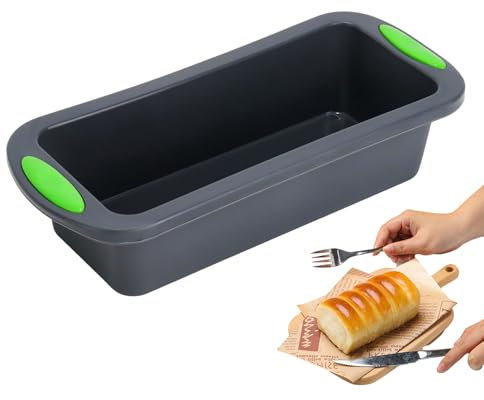 TYFYH Molde de silicona rectangular para hornear pan (27,8 x 12 x 6,2 cm) (gris oscuro)