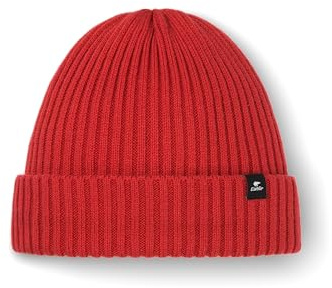 Eisbär Mössa Damer/Herrar - beanie med uppvikbar kant stickad uppvik Vinter höst-vinter - One Size röd