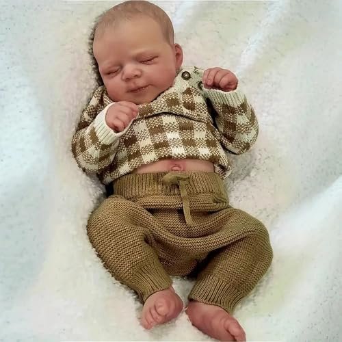 Anano 45 cm realistisches vollsilikon Reborn Baby-Puppe Junge, lebensgroße Babypuppen, anatomisch korrekt mit authentischen Säuglingsdetails