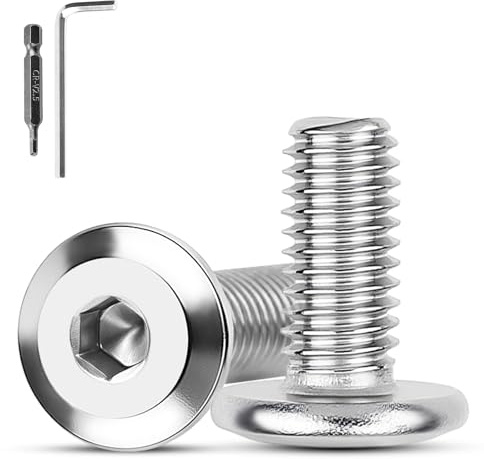 XRXYMQ 40 Stück M4 Schrauben M4 x 10 mm Flachkopfschrauben Edelstahl A2 V2A Linsenkopfschrauben Innensechskant Edelstahlschrauben für Haushaltsgeräte Bauwesen Industriemaschinen mit Hex Key