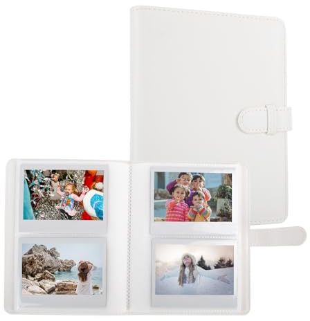 MUZIRI KINOKOO 80 fickor fotoalbum för Instax bred 210/bred 300/bredd 400 kamera, PU-läderalbum för 5 tums filmer, Lychee textur horisontell stil samling souvenir album - vit